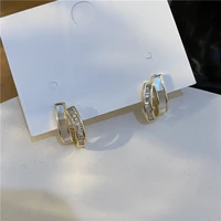 c shaped winding zircon mother of pearl simple and small exquisite earrings retro anchor hot style