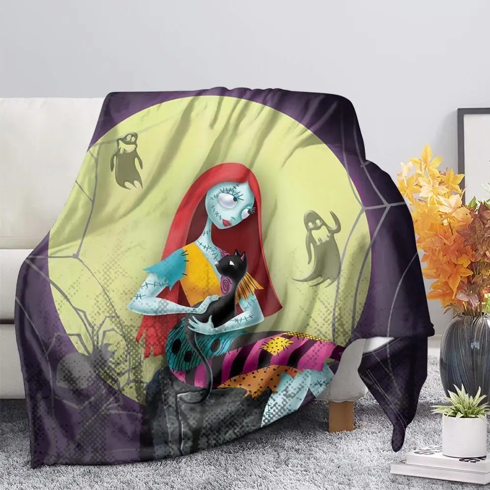 

HUGSIDEA The Nightmare Before Christmas Plush Velvet Warm Cartoon Office Nap Blanket for Adult Kids Jack Skull Sherpa Blanket