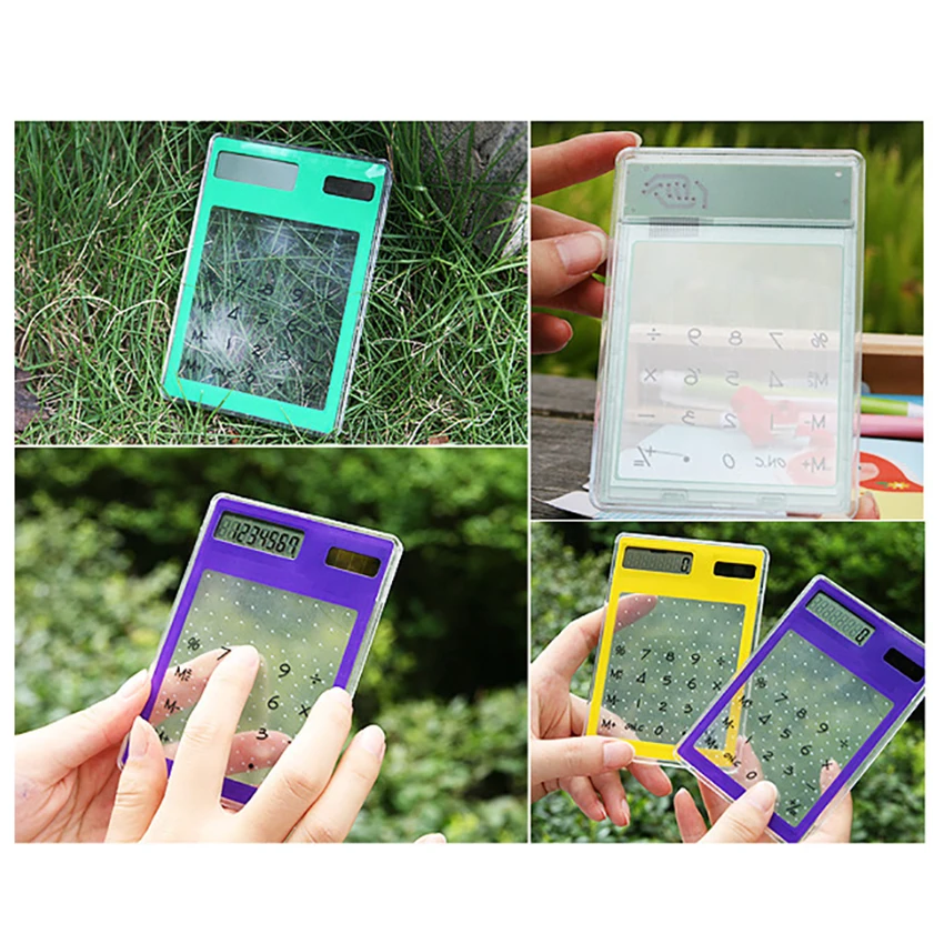 8-значный сенсорный Экран прозрачный калькулятор на солнечных батареях