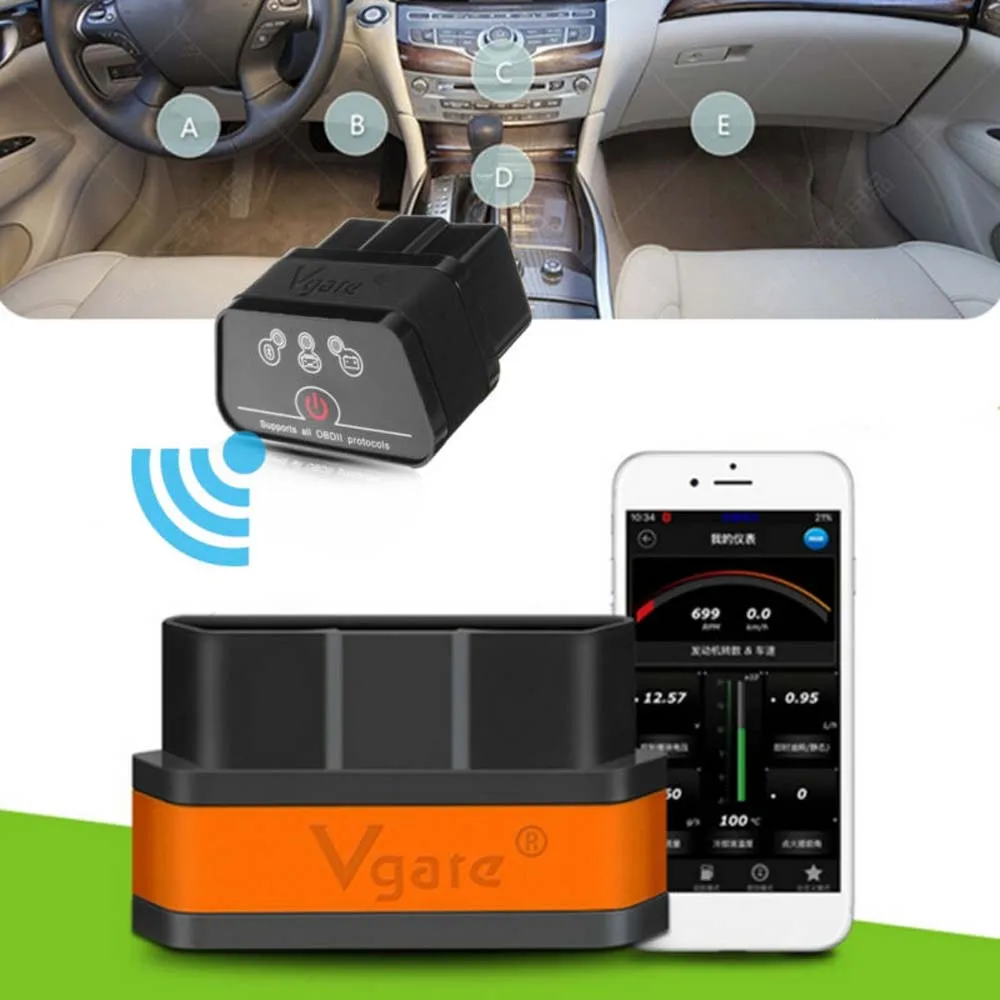 Автомобильный диагностический сканер Vgate iCar2 ELM327 Bluetooth Elm 327 V2.1 obd 2 Wi-Fi Icar