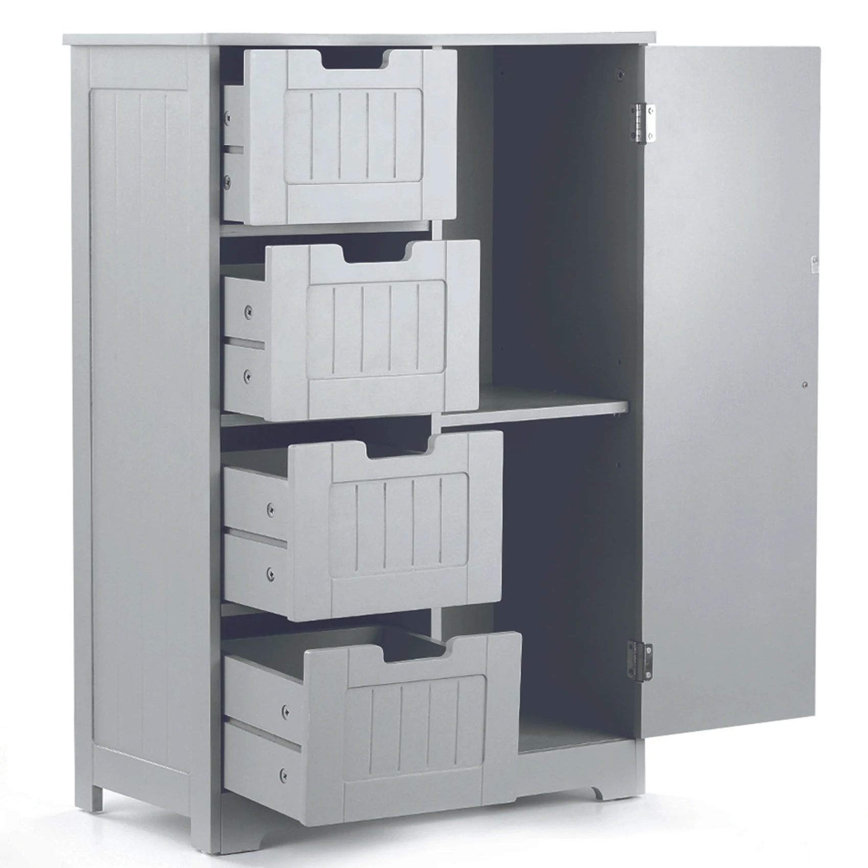 

Современный стеллажный напольный шкаф iKayaa с дверью и ящиками для спальни, органайзер для хранения мебели, белый/синий