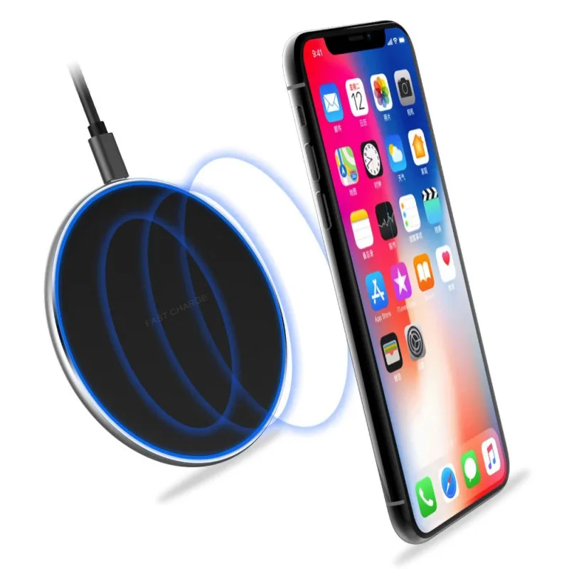 10 Вт Беспроводная зарядная площадка тонкая противоскользящая Быстрая Зарядка QI