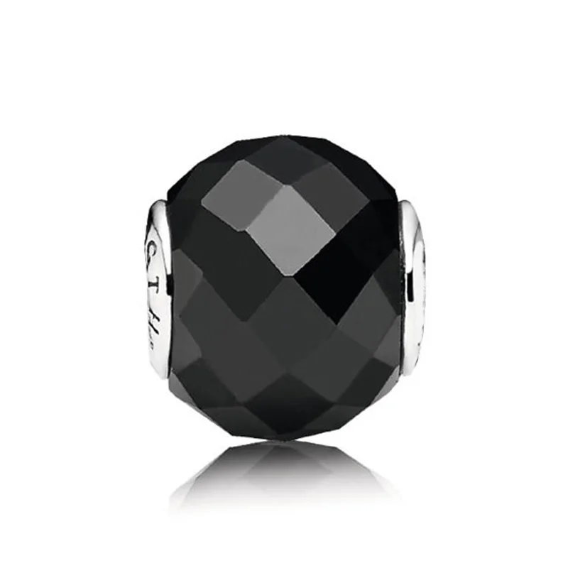 Прочность с силиконовым черным граненым бисером Fit Pandora Essence коллекция браслет 925 пробы Серебряный Шарм ювелирные изделия