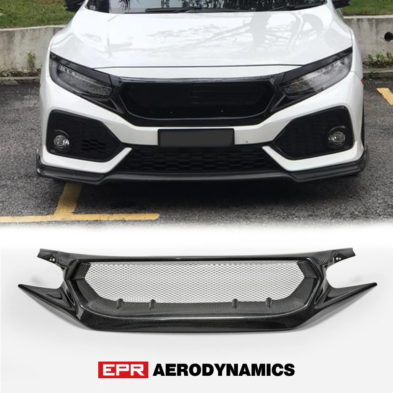 Для Honda 2017 НА Civic Type R FK8 FC1 FK7 JS стиль углеродное волокно передний гриль глянцевая