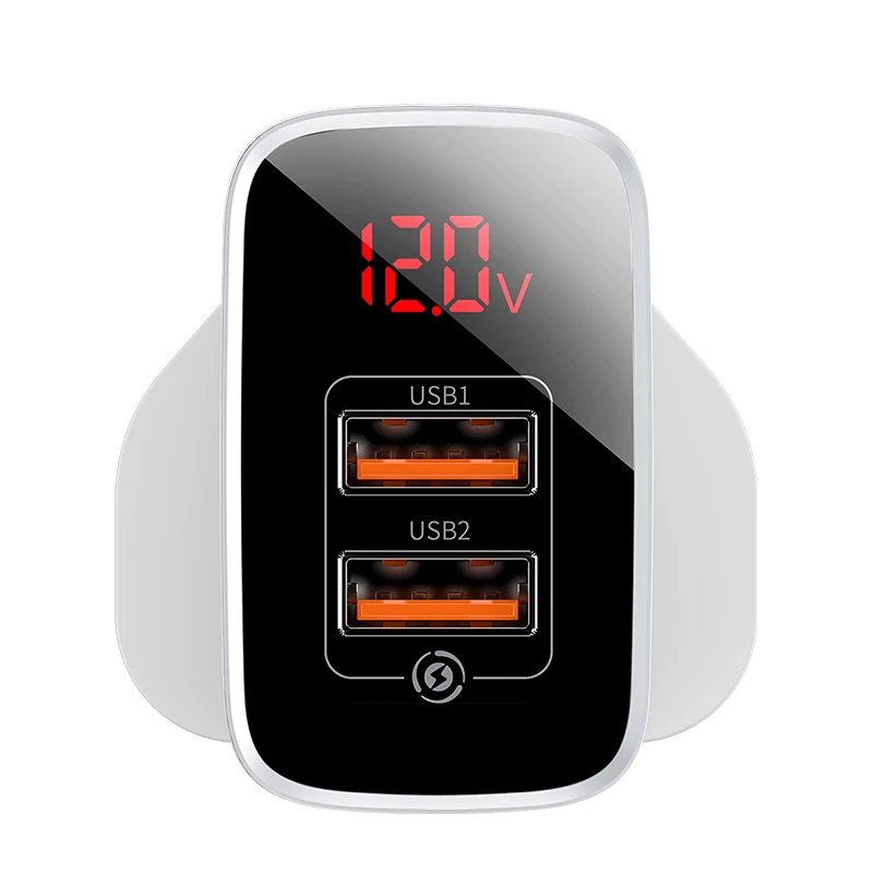 Baseus 18 Вт USB зарядное устройство для iPhone11 Pro Max Quick Charge 3,0 быстрое зарядное устройство для телефонов Великобритания настенное зарядное устройство AFC для Samsung Путешествия Великобритания вилка - Тип штекера: Dual USB White
