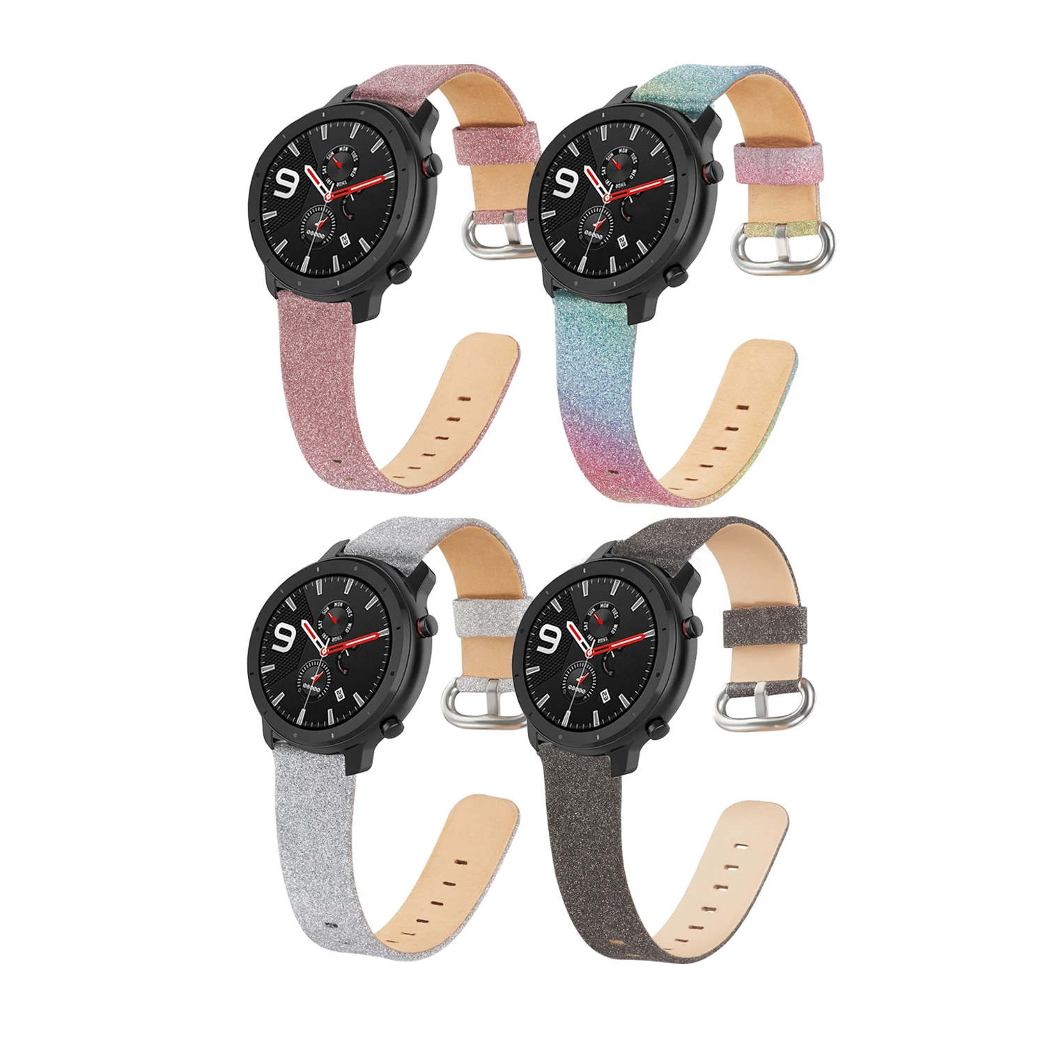 

Блестящий блестящий кожаный ремешок для часов Huami Amazfit GTR 47 мм для Huami GTR 2 сменный ремешок 22 мм