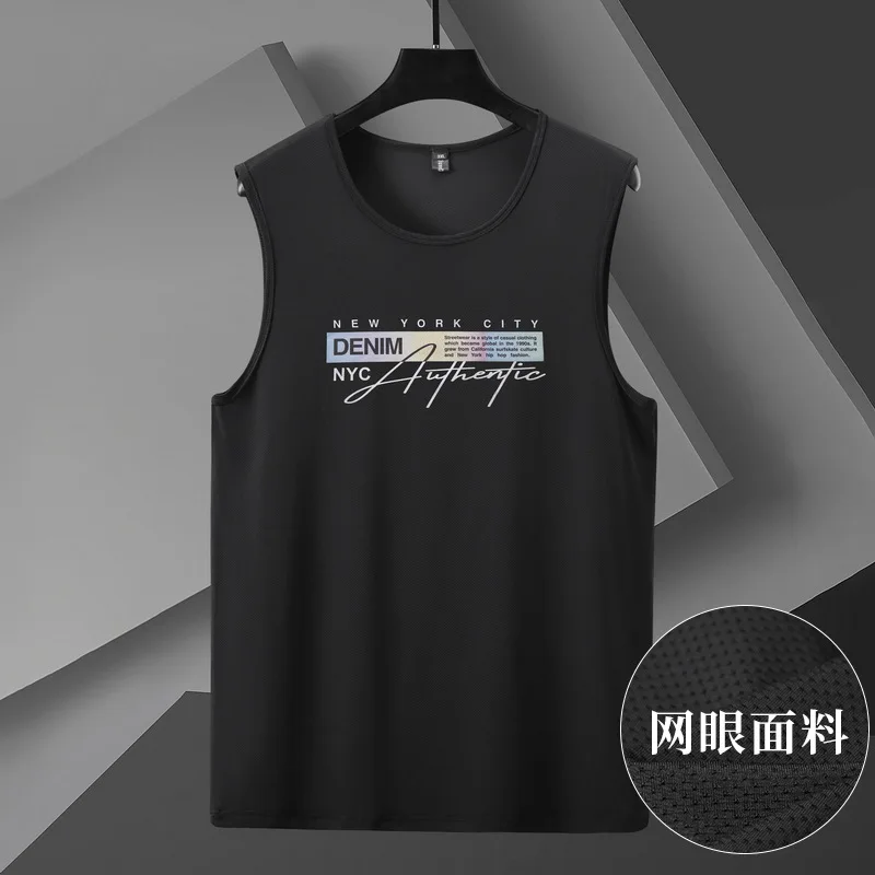 

summer men tank top unsex Ice silk tees print letter casual tees large size 9XL 8XL oversize loose simple tops 66 68 70