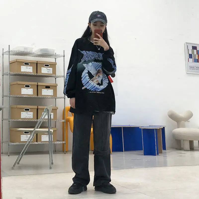 Свитшот в стиле харадзпоо для пар весна-осень 2021 Модные свободные повседневные