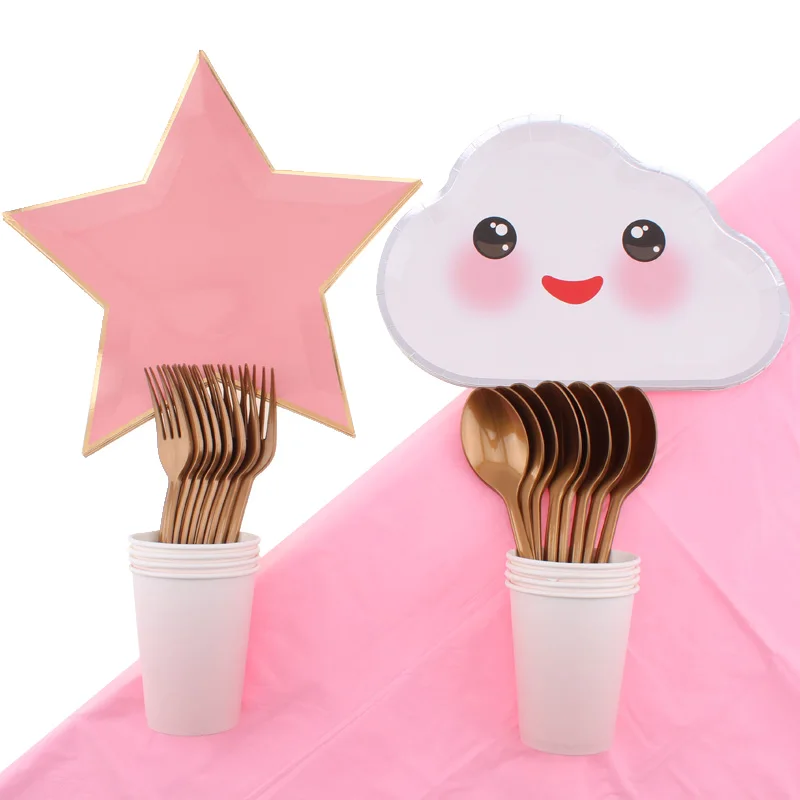 Вечерние украшения на день рождения одноразовая посуда десертная тарелка