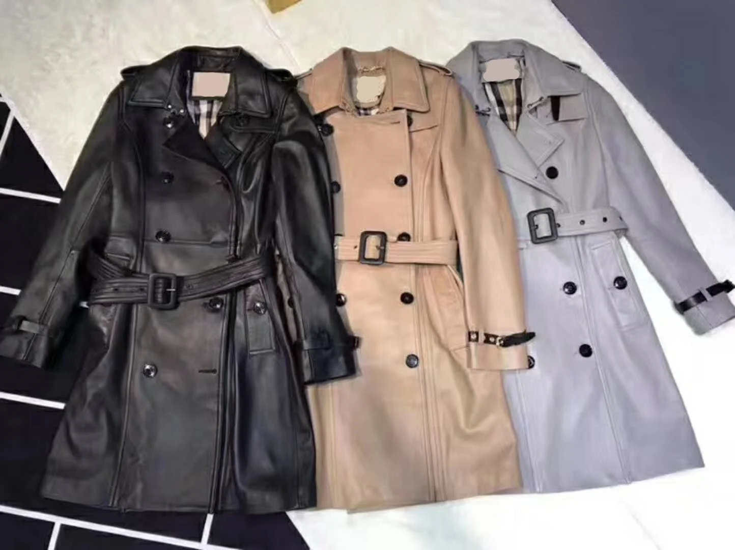 

Новое импортное кожаное пальто средней длины из овечьей кожи, классическое популярное Женское пальто, облегающая женская одежда