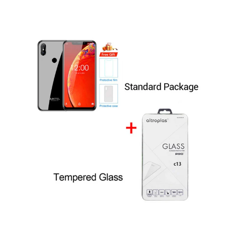 black N Temper Glass OUKITEL C13 Pro 5G/2,4G wifi 6,1" 19:9 Android 9,0 MT6739 3000mAh 4G LTE 2 Гб ram 16 Гб rom 8 Мп+ 5 Мп отпечаток пальца - Цвет: black N Temper Glass