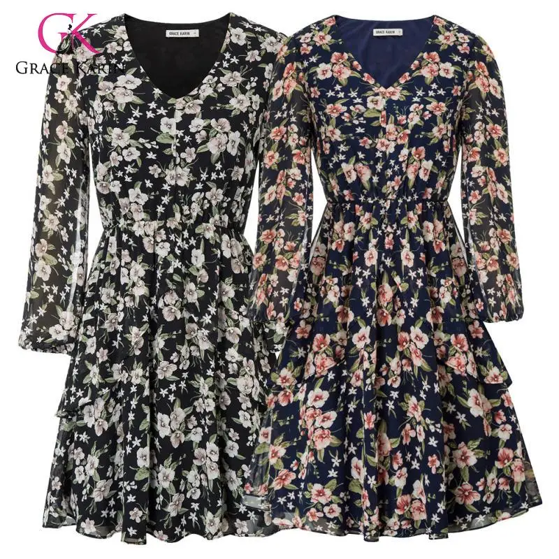 Женское пляжное платье рубашка Grace Karin повседневное плиссированное с длинным