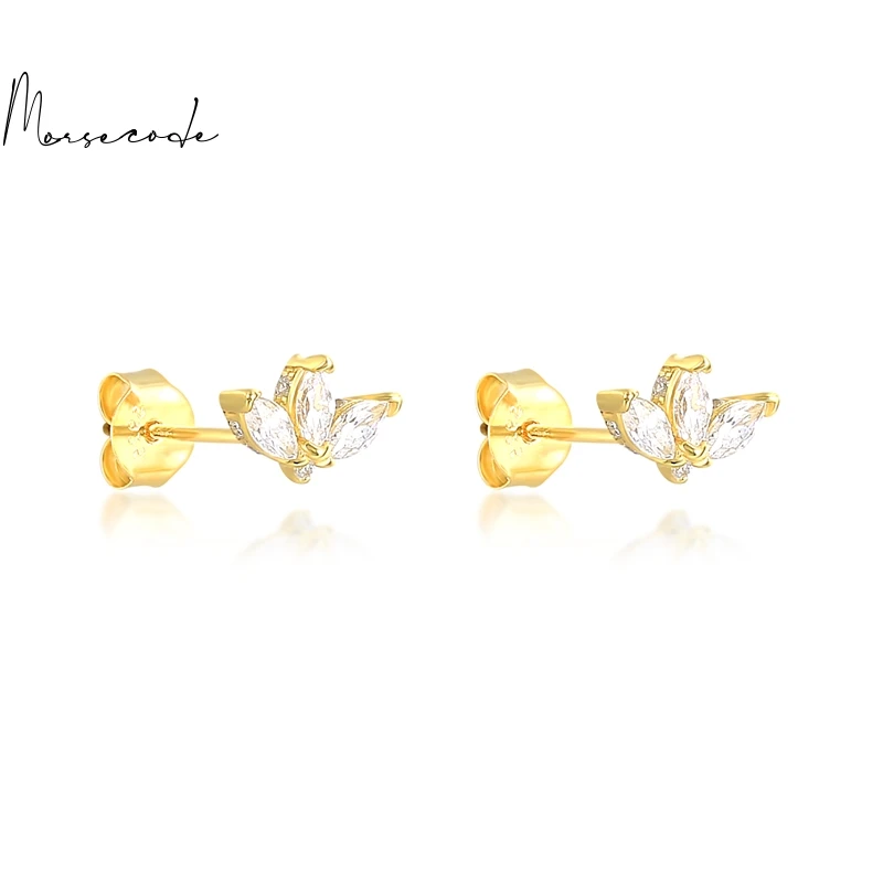 

MORSE CODE Horse Eye Diamond Earrings For Women 925 Sterling Silver Puncture Stud Earrings Boucle Oreille Femme Fine Jewelry