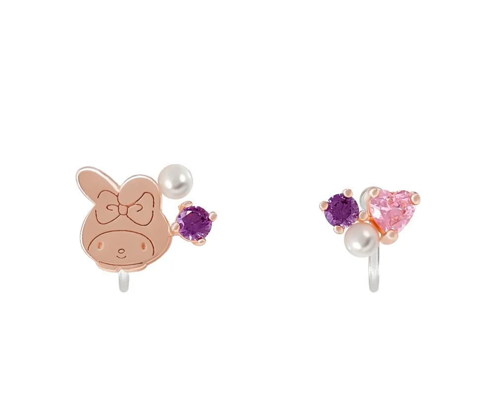 

Anime earrings cute rabbit ring love diamond series, ladies romantic asymmetric earrings ladies gifts wholesale