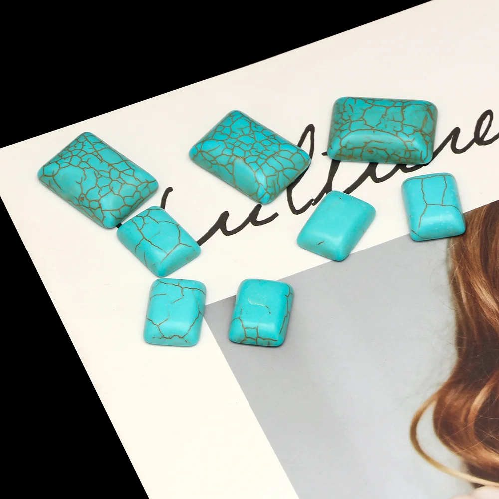 MEIBEADS 10 шт./пакет половина квадрата плоская спина Кабошон Синий Howlite камень