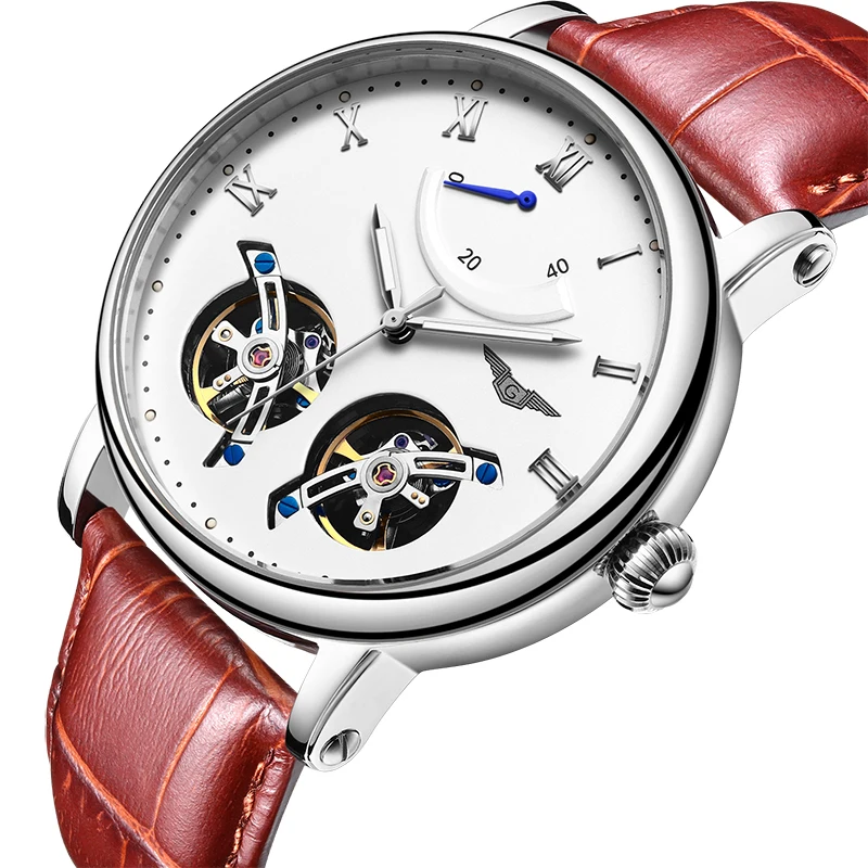 Часы наручные GUANQIN Мужские механические брендовые люксовые деловые с турбийоном