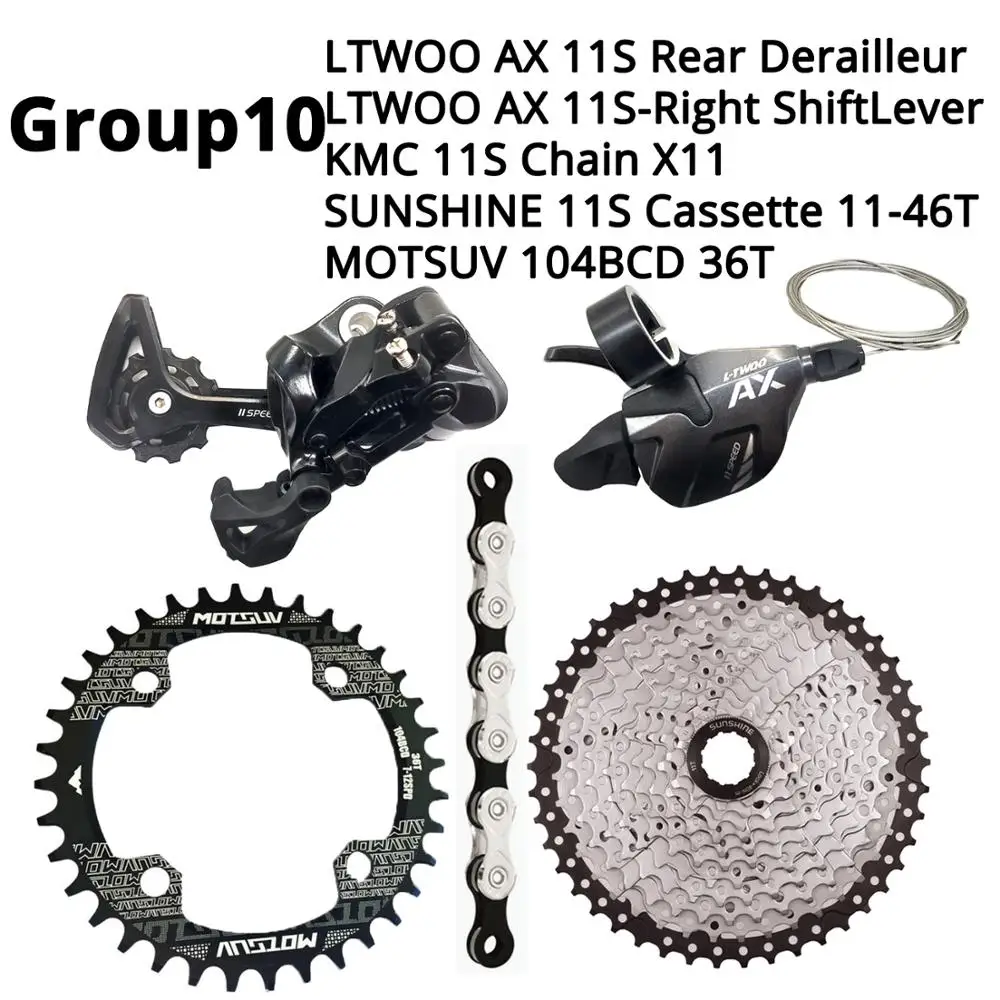 104BCD-36T 11-46T LTWOO AX 1X11S 11 S 11 speed Groupset рычаг переключения передач задний переключатель KMC X11 SUNSHINE Cassette 46T 50T 52T MOTSUV Chainring 32-38T - Цвет: 104BCD-36T 11-46T
