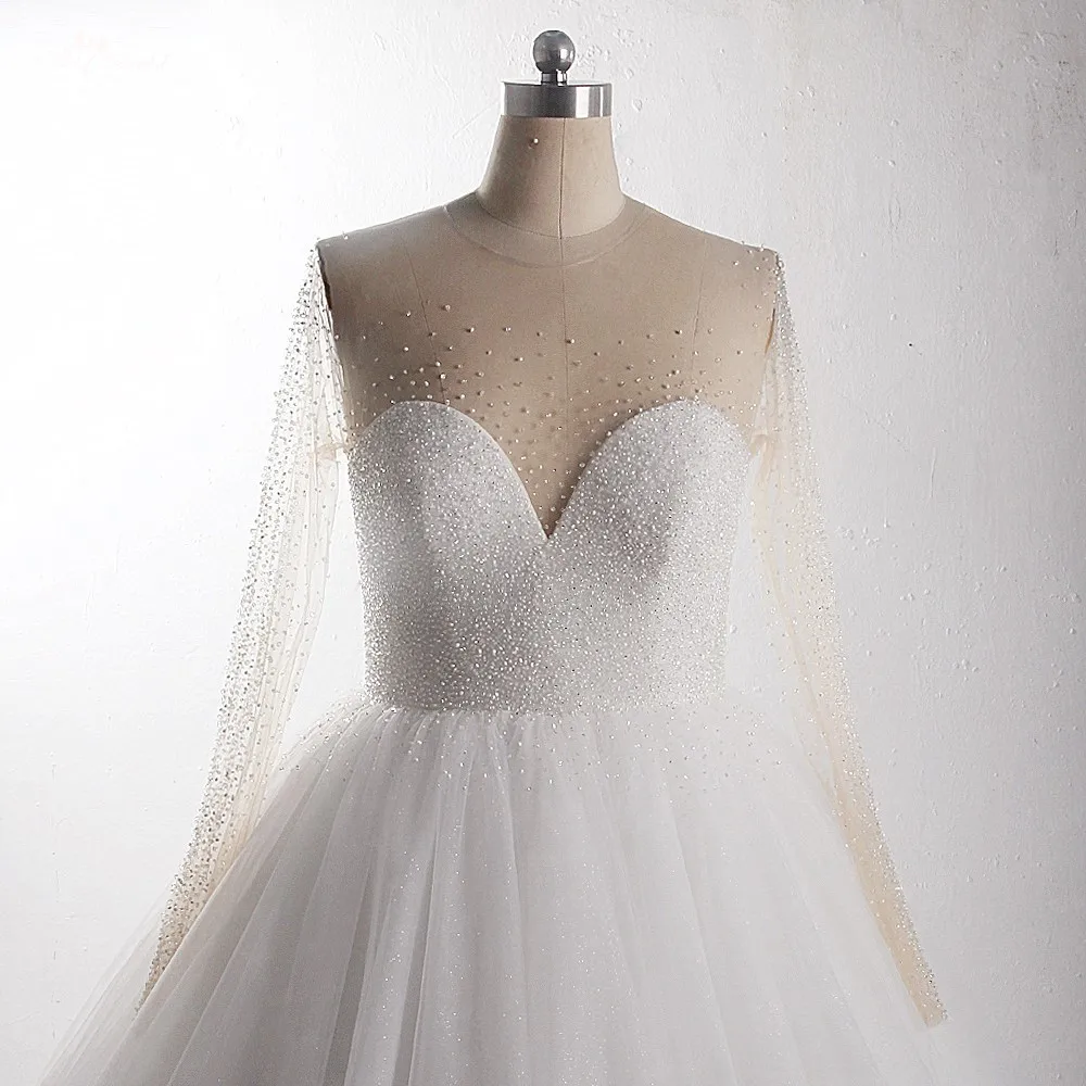 LZ397 принцесса свадебное платье размера плюс элегантное о-образный вырез с