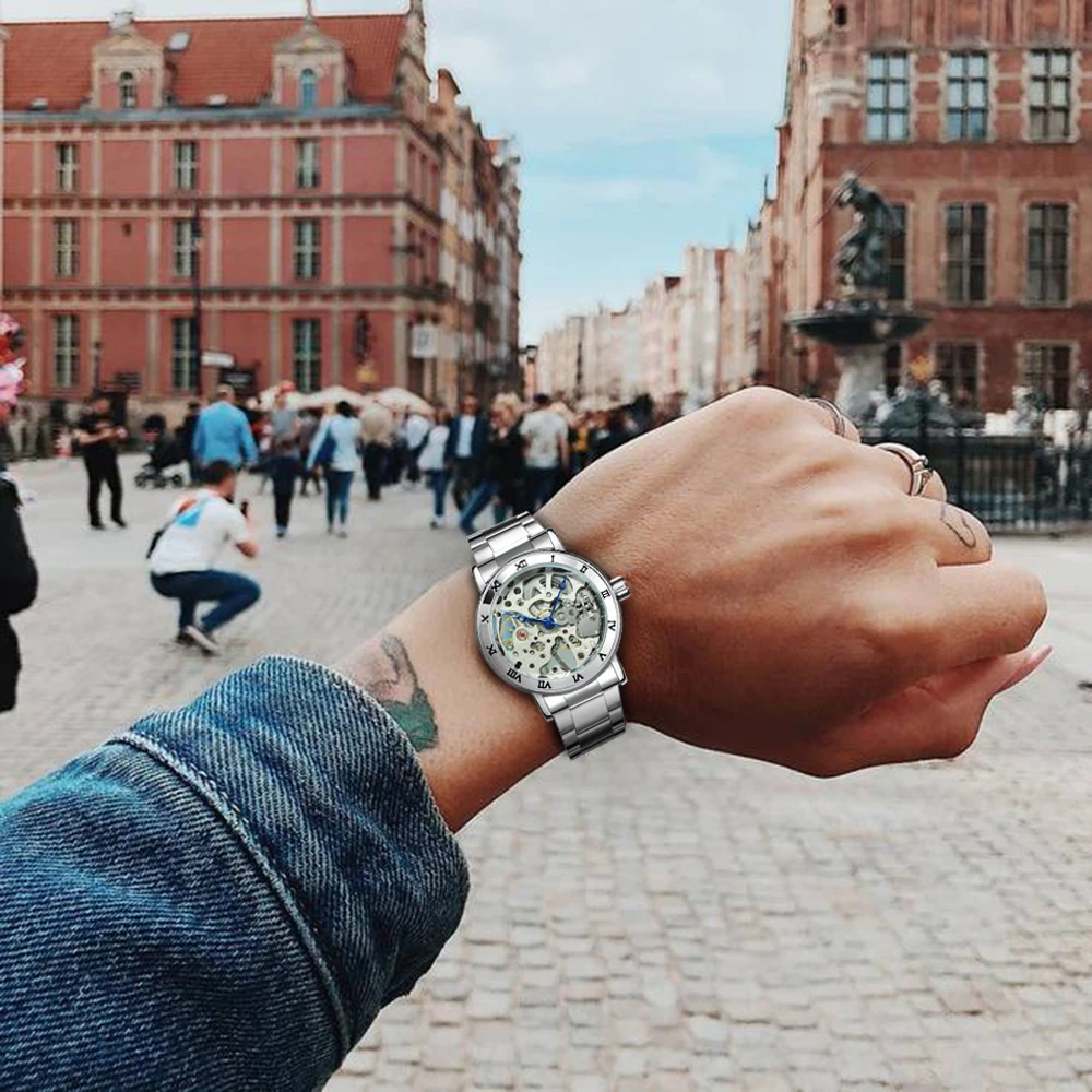 Часы скелетоны WINNER женские механические золотистые Роскошные элегантные