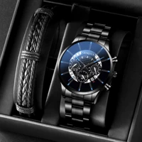 2022 fashion mens calendar watches men business stainless steel quartz wristwatch male leather bracelet watch relogio masculino