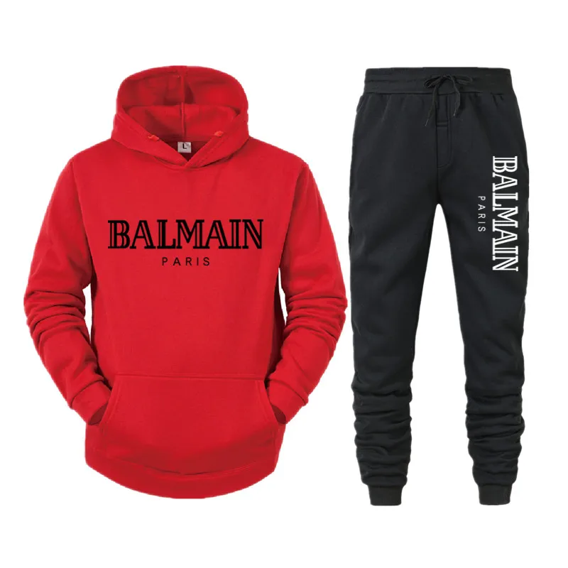 

Men's 2 Piece Sportswear Suit With Hood And Pants Pullover Hooded Sportswear Casual Suit Size 3XL