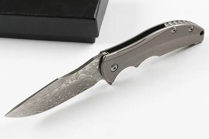 

ZT 0606 CF Tactical Folding Knife VG10 Damascus Blade CNC Titanium Handle Hunting Knives Outdoor Survival Kitchen EDC Tool Gift