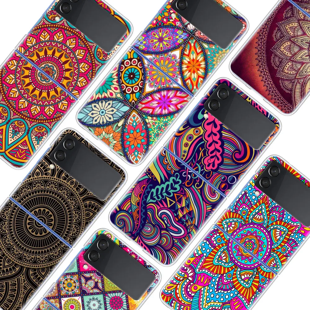 

Mandala flower totem Clear PC Hard Case for Samsung Z Flip 3 Plastic Phone Cover for Galaxy Z Flip 3 5G Folding Splitting Coque