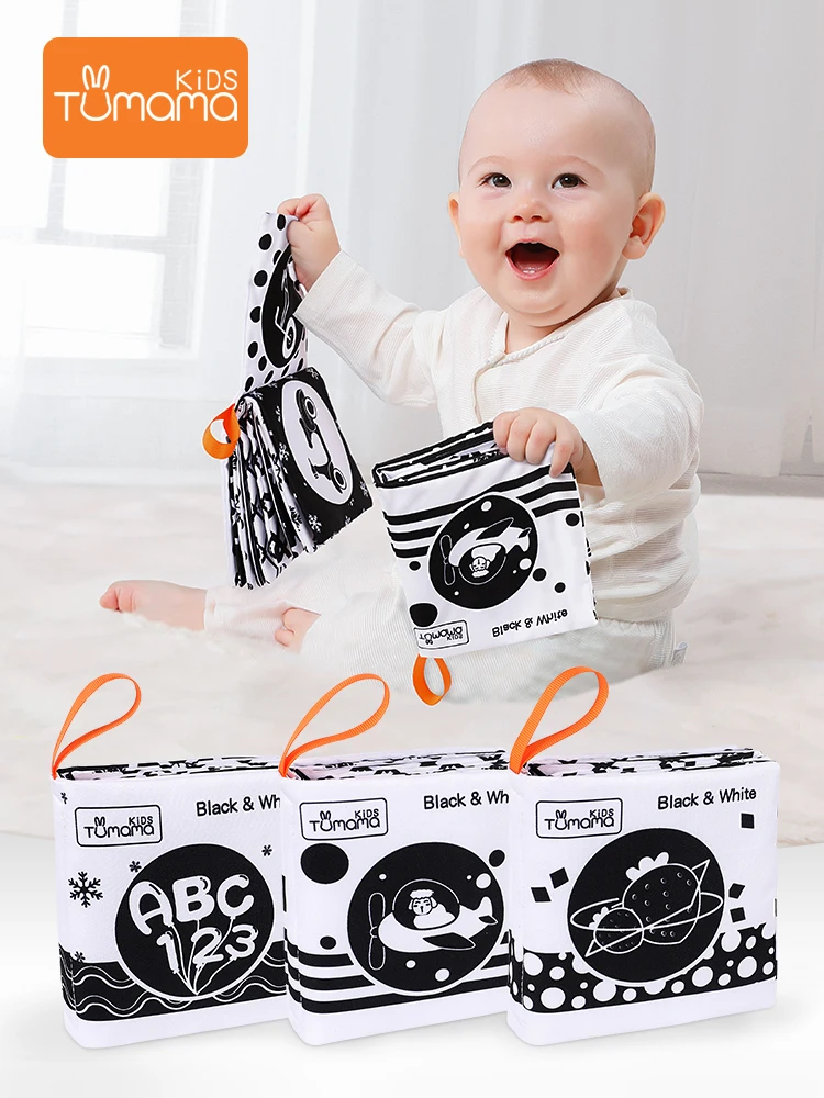 3 шт. детские тканевые книги для раннего развития игрушки черный белый мягкая