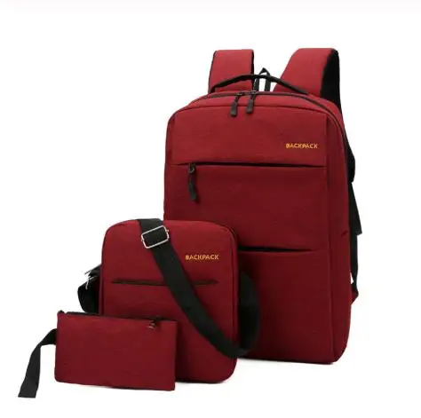 3 шт./компл. мужской рюкзак для ноутбука с USB-зарядкой женские мужские