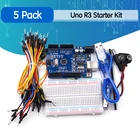 Стартовый комплект для Arduino Uno R3-комплект из 5 предметов: Uno R3, макетная плата, джампер, USB-кабель и разъем для батареи 9 В