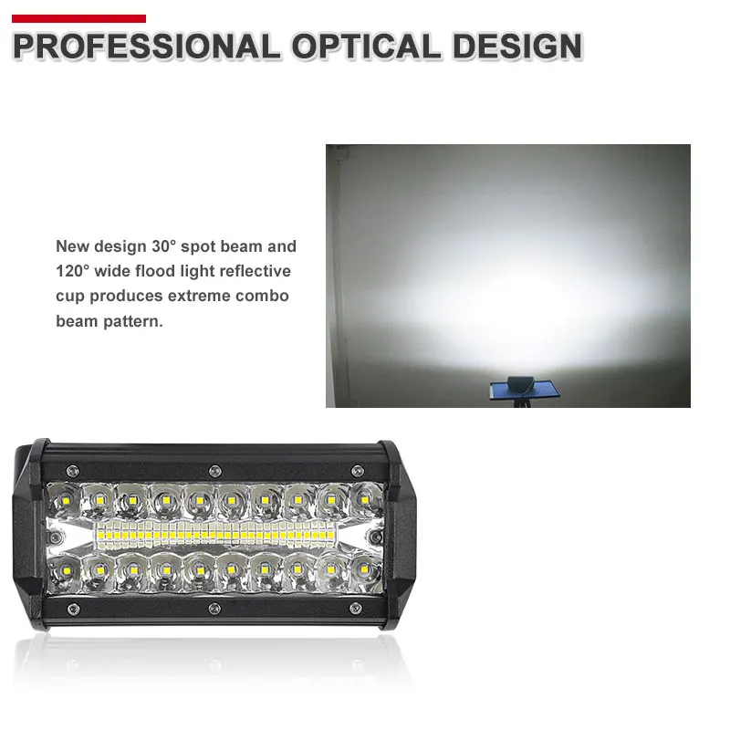 Новый светодиодный рабочий светильник 3 ряда 50 светодиодных чипов 7 дюймов