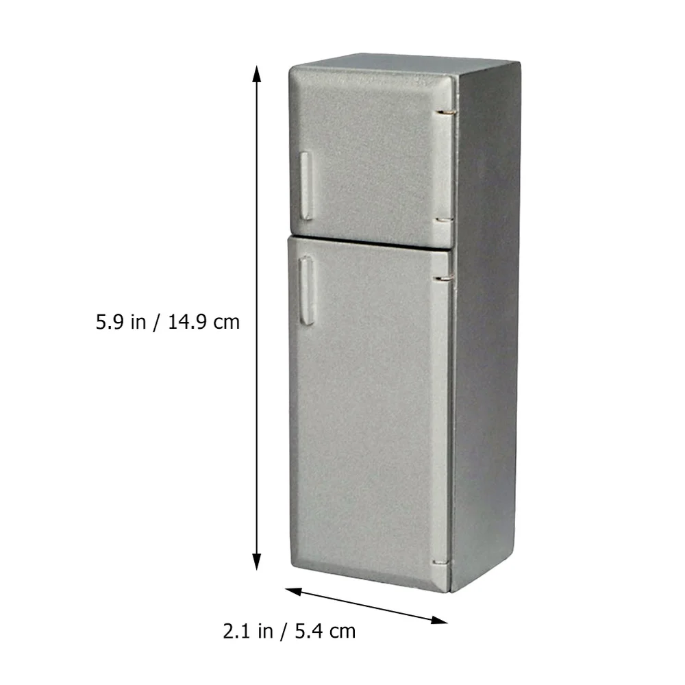 

1pc 1/12 Mini House Refrigerator Miniature Wooden Refrigerator Furniture Model