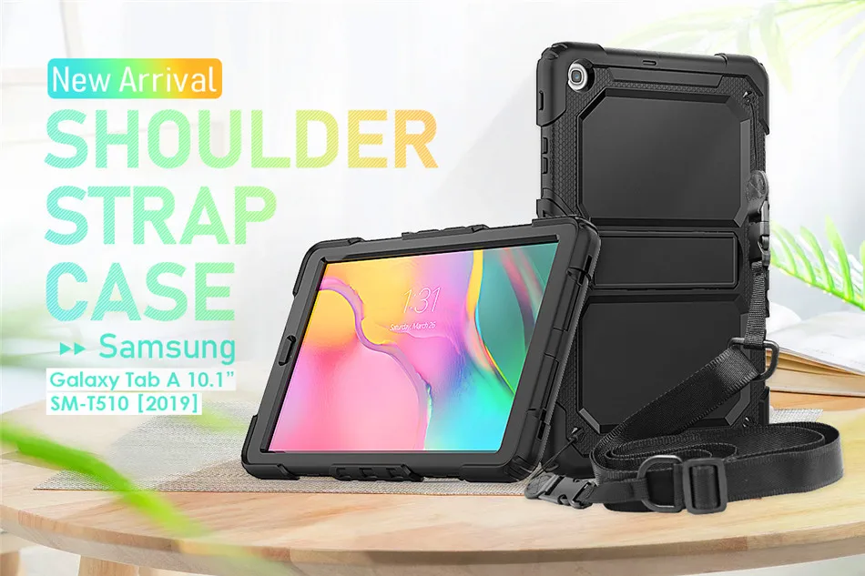 Чехол для samsung Tab A 10,1 SM-T510 SM-T515 T510 сверхмощный прочный противоударный чехол tab A 10,1 в Kickstand+ шейный ремень