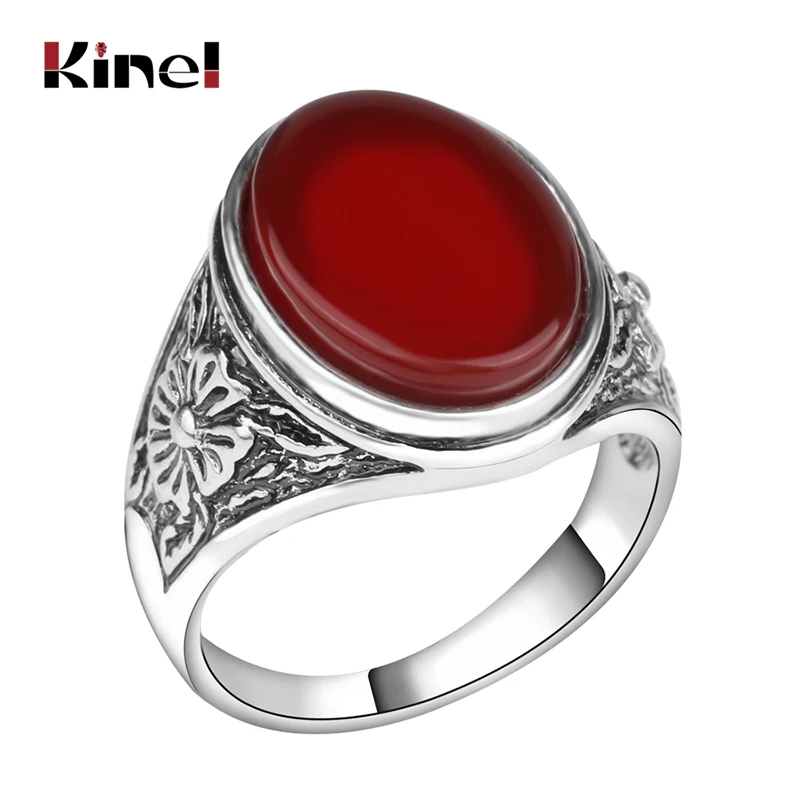 Черное кольцо Kinel в стиле панк античное тибетское серебряное мужское ювелирное
