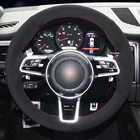 Черная замша чехол рулевого колеса автомобиля для Porsche Cayenne, Macan, Panamera, 911 996 997 959 Cayman Boxster
