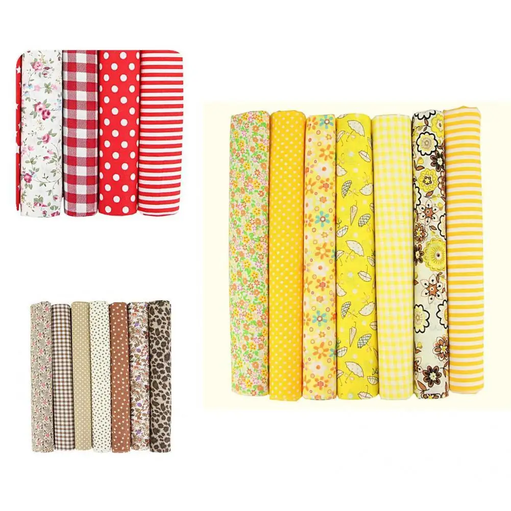 

7Pcs/Set Patchwork Cloth Convenient Good Woven Fine Texture Patchwork Cloth Hard to Fade Needlework Cloth