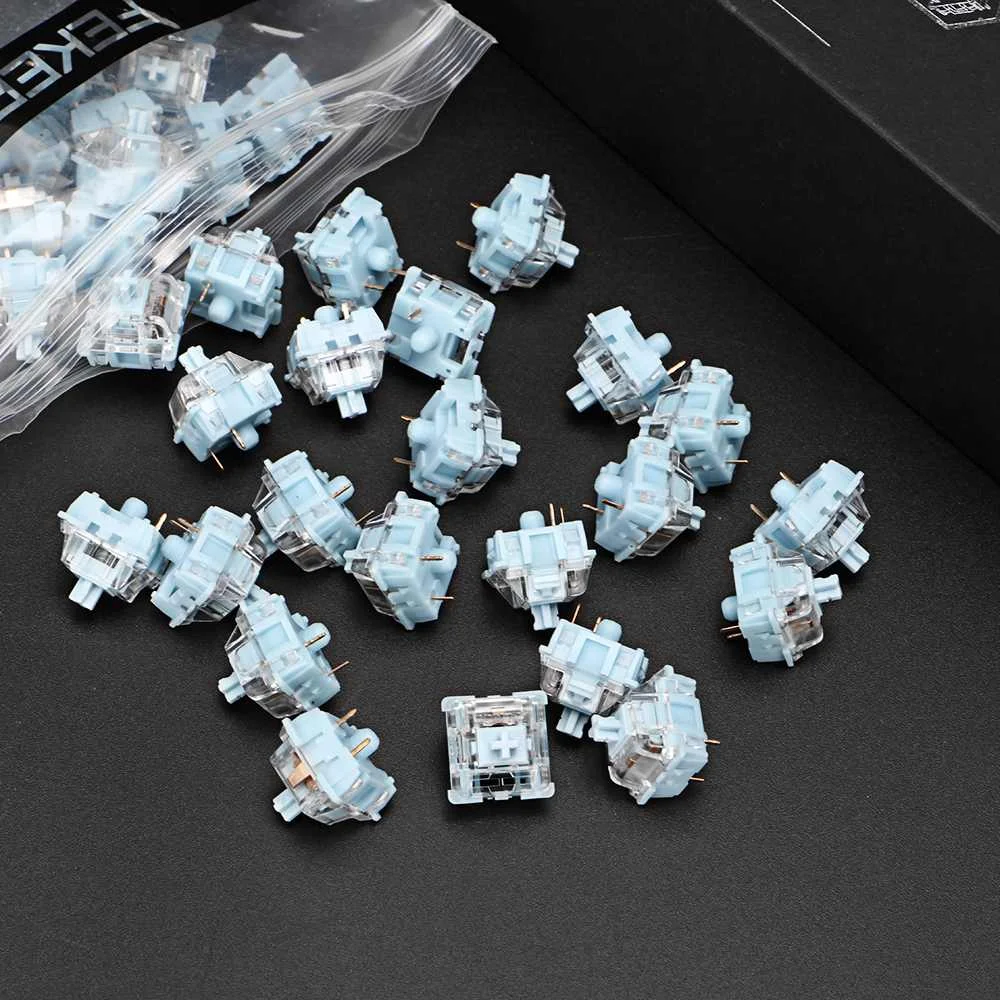 

Feker 10/70/110 pcs Clear Blue Switches Tactile Switch POM Stem 3 Pin Switch Axis 70 Million Click for Mechanical Keyboard