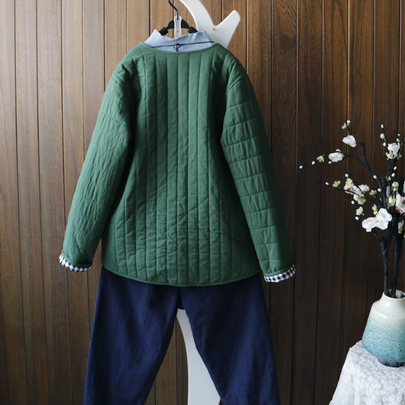 Хлопковое льняное Стеганое пальто женское однотонное китайский национальный