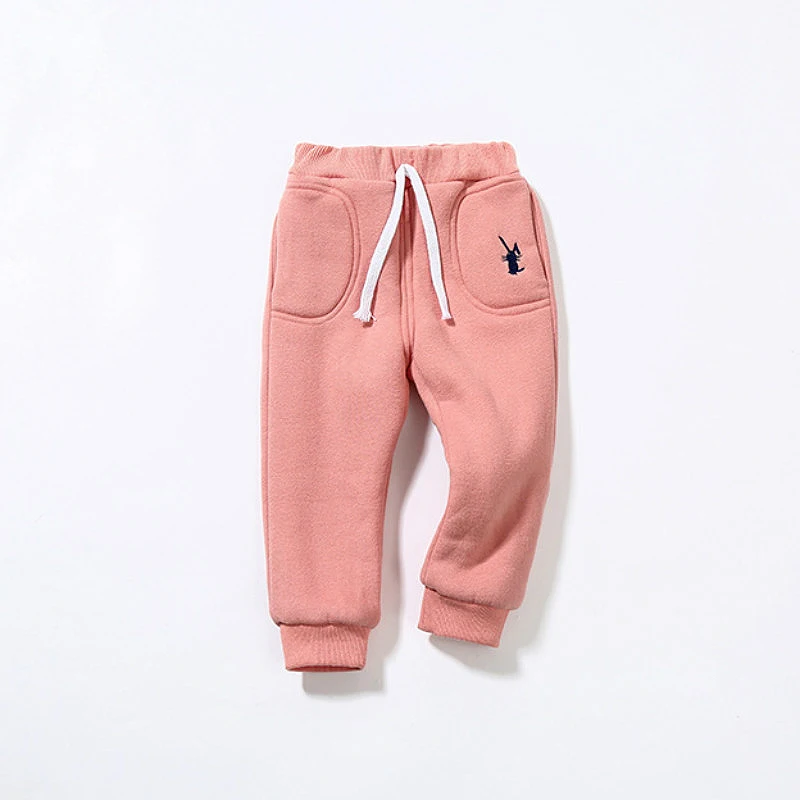 Pink Rabbit Детские зимние штаны теплые и бархатные плотные спортивные штаны для мальчиков и девочек хлопковые брюки для малышей подходит для детей от 12 месяцев до 8 лет - Цвет: Pink Rabbit