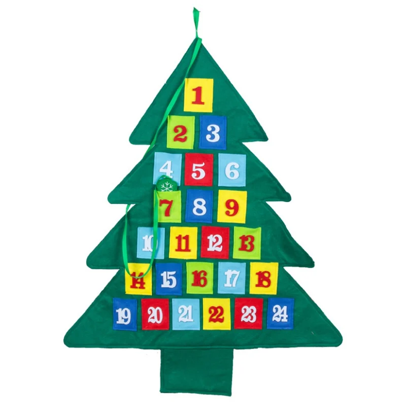 1pc Christmas Advent Calendar Decorations Christmas Tree Calendar Creative Decorative Artificial Craft Hanging Ornament