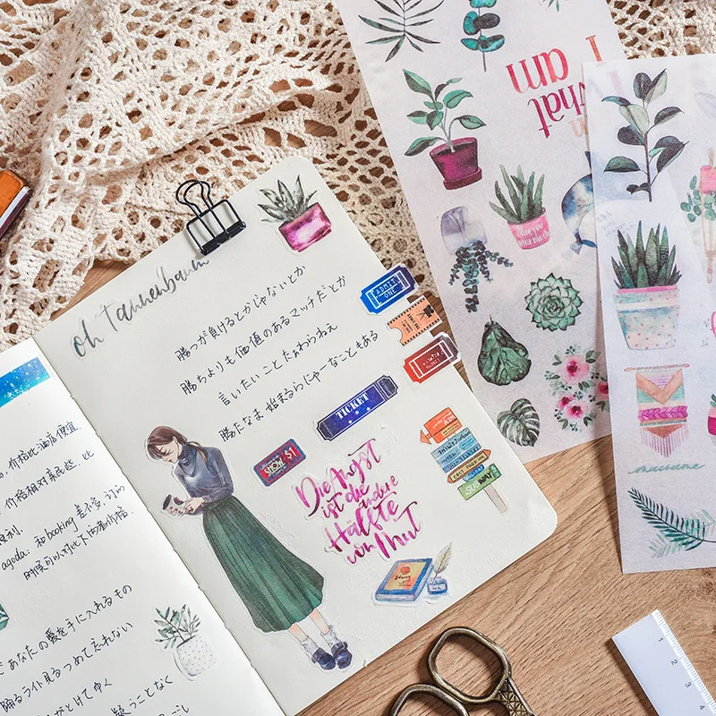 3 шт./компл. милые Мультяшные Цветы Листья-наклейки DIY Дневник Декор наклейки