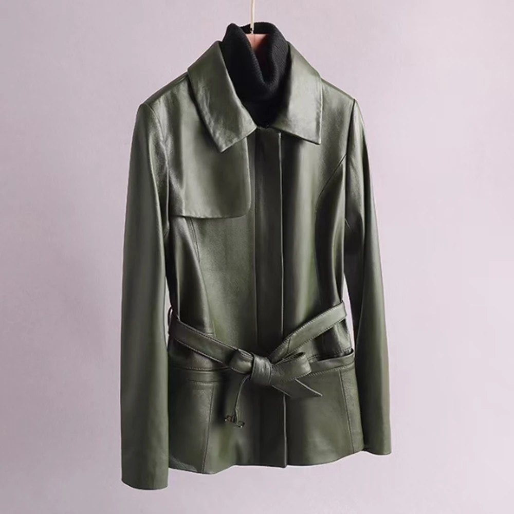 SALE Women's Winter Real Sheepskin Coat Natural Leather Down Jacket Female Coats F0083 Black Green M-2XL Fast Shipping