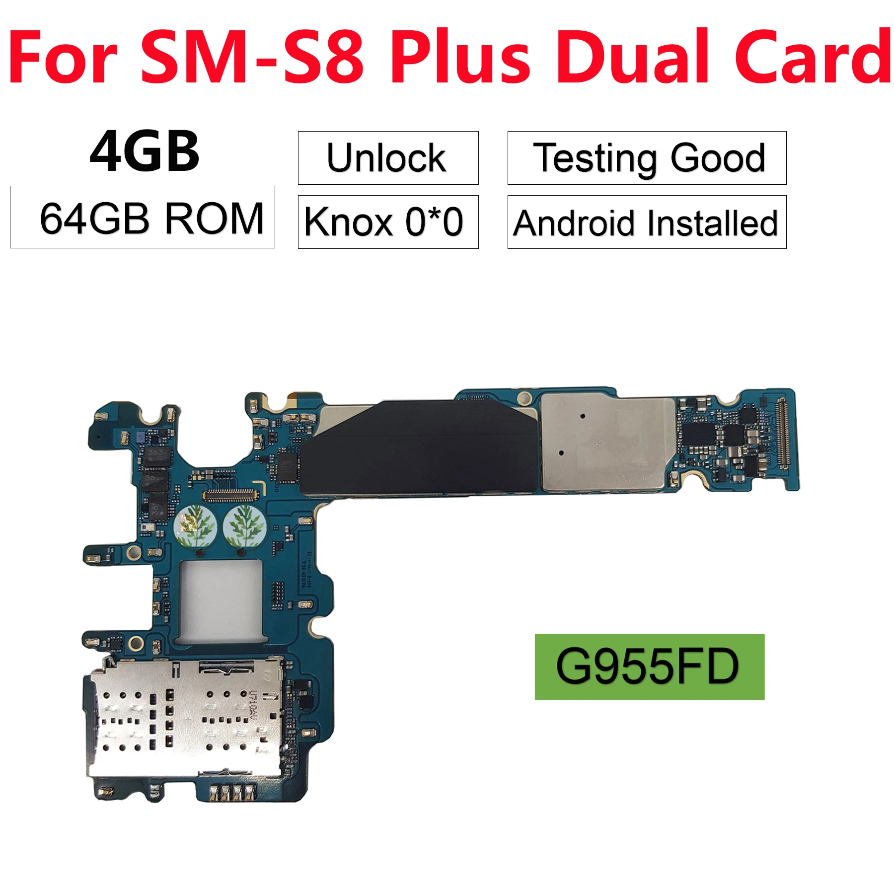 Замена BINYEAE для samsung Galaxy S8 Plus G955FD(Dual Duos Card) разблокирована рабочая основная материнская плата 64 Гб Knox 0