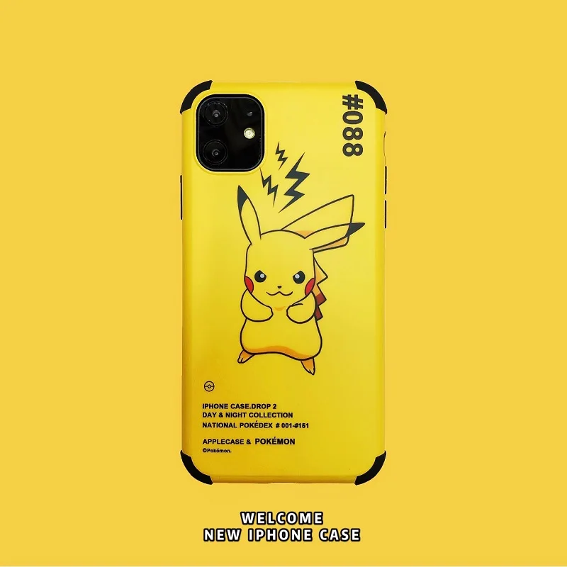 New Pikachu mobile phone case For iPhone 11 6 7 8Plus X XR XS MAX TPU painted four-corner all-inclusive anti-fall cover