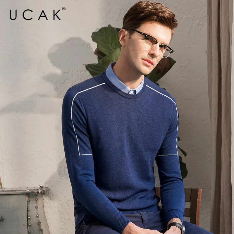 Мужской Повседневный свитер UCAK трикотажный шерстяной пуловер с воротником