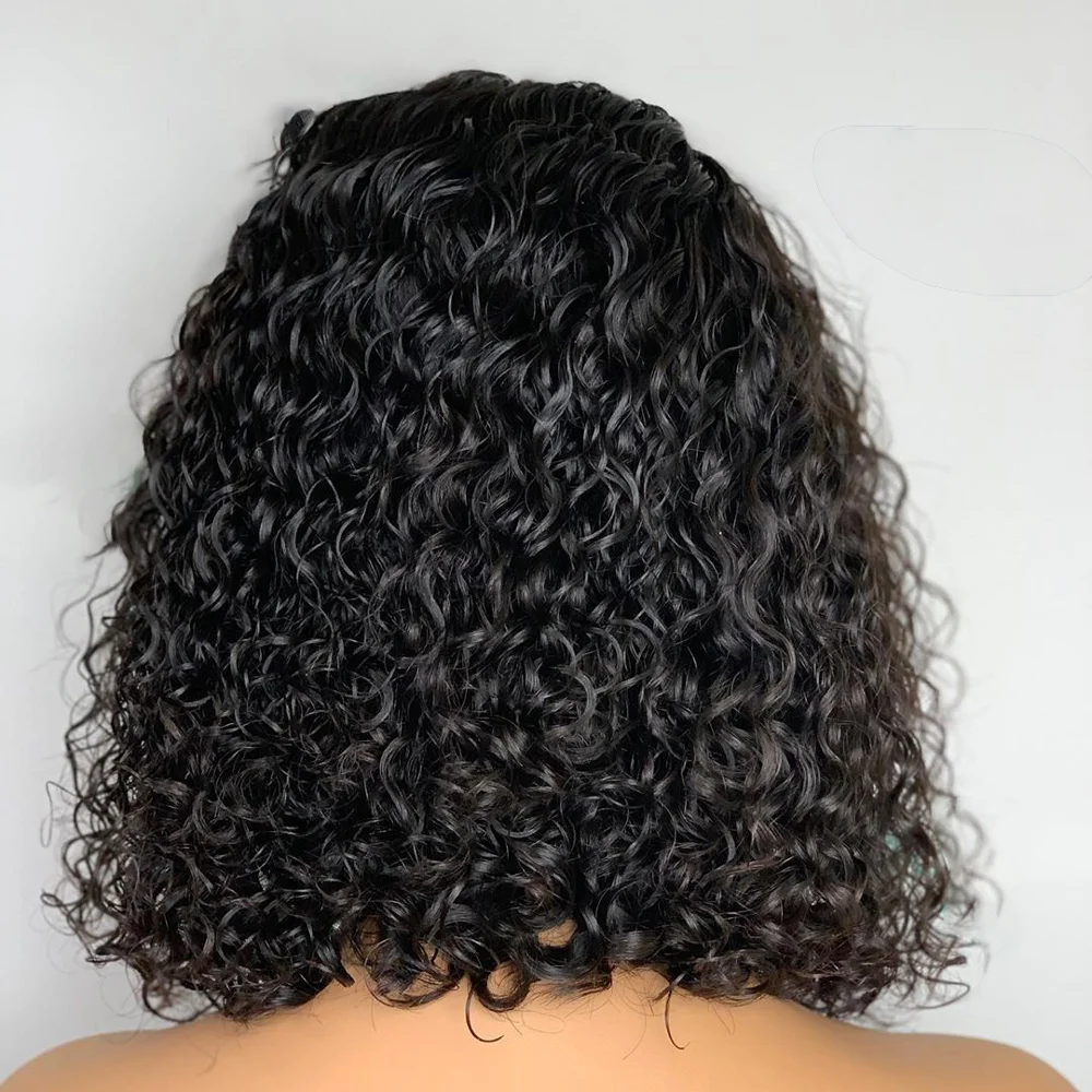 

Short Cut Bob 180% Middle Part Lace Front Wig for Women Babyhair Preplucked Heat Resistant Synthetic Glueless Black Kinky Curly