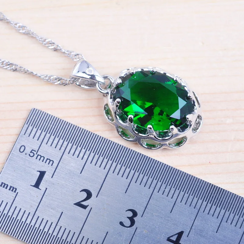 Потрясающие Женские Ювелирные наборы Свадебные серебро зеленый цирконий серьги