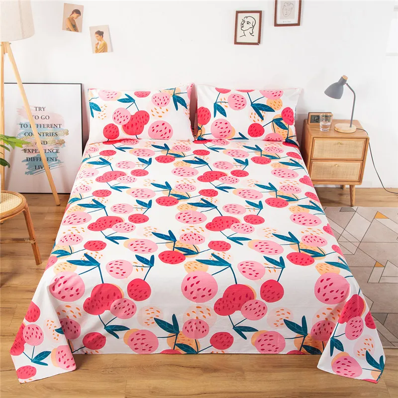 

Vintage Pure Cotton Flower Printing Bed Sheet Simple Dormitory Home Student Using Single Coarse Cloth Bed sheet