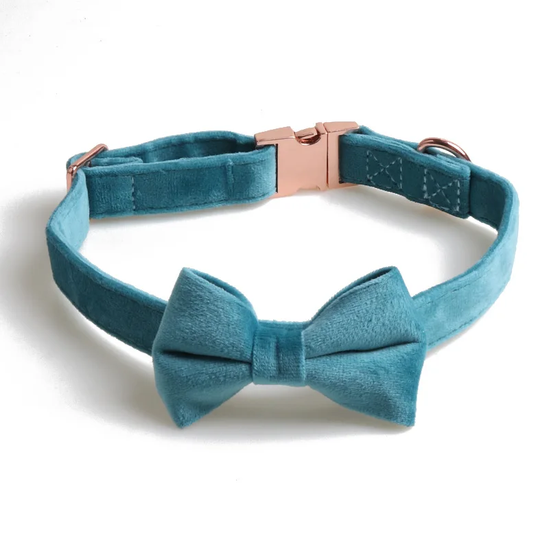 

Velvet Dog Accessory Collar Leash Dog Collar With Bowknot And Leash Pensonally Adjustable Metal Safety Buckle Hot Sells Bowknot