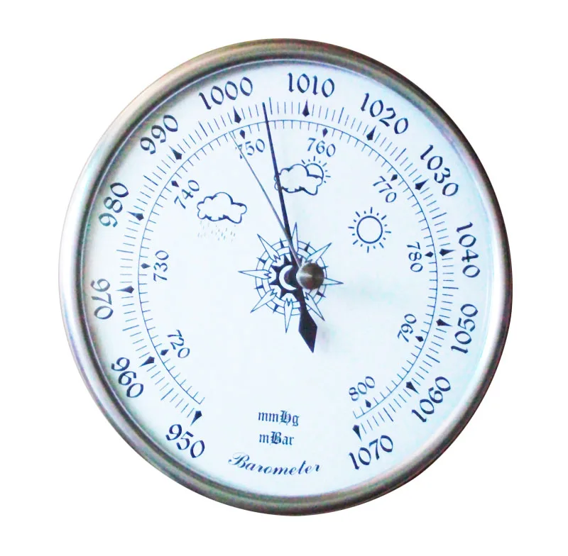 silver 128 мм 950~ 1070 hpa настенный бытовой термометр-гигрометр, атмосферный тестер, барометры - Цвет: silver
